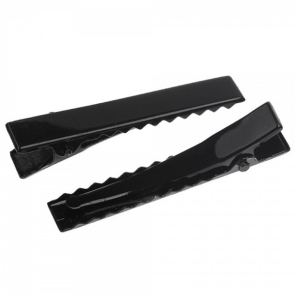 Lot de 50 &eacute;pingles cheveux pinces barrettes Crocodiles - Couleur Noir 46 mm x 7 mm