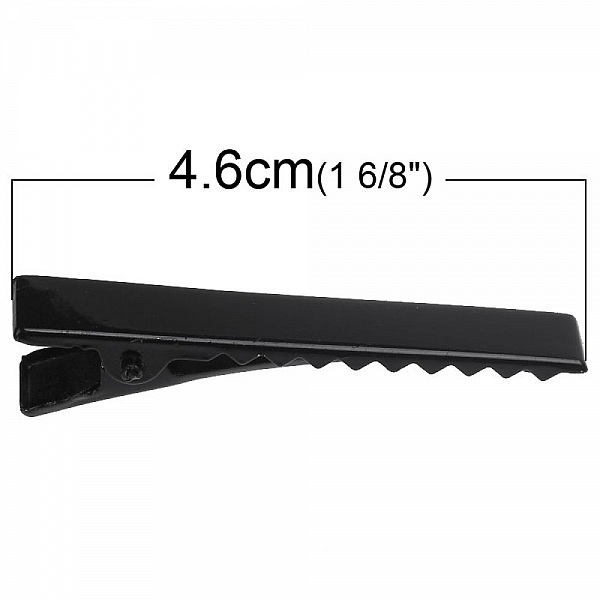 Lot de 50 &eacute;pingles cheveux pinces barrettes Crocodiles - Couleur Noir 46 mm x 7 mm