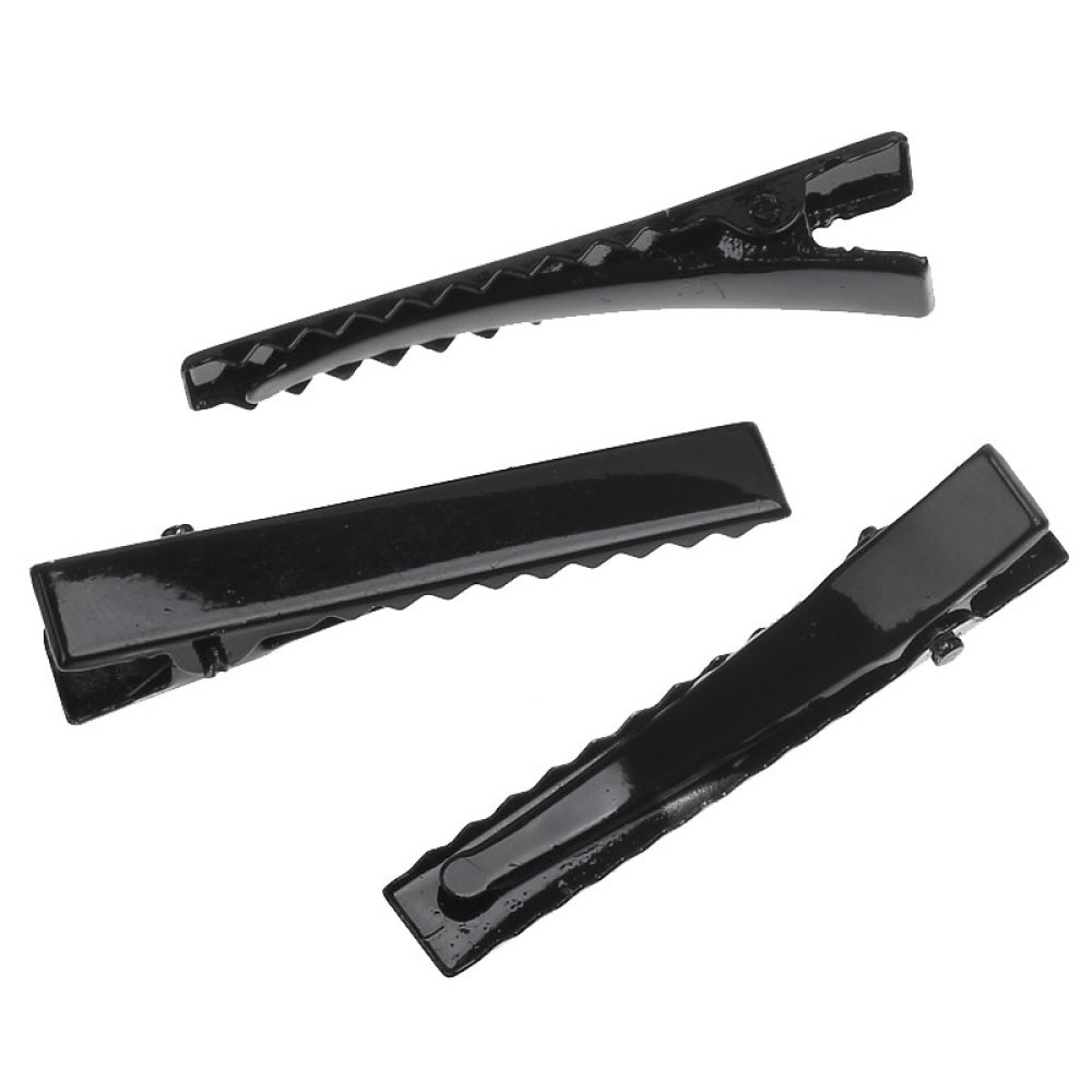 Lot de 50 &eacute;pingles cheveux pinces barrettes Crocodiles - Couleur Noir 46 mm x 7 mm
