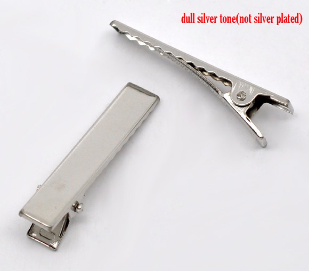Lot de 50 &eacute;pingles cheveux pinces barrettes Crocodiles - Couleur Argent 40 mm x 8 mm