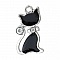 Lot de 5 Breloque Chat N&deg;05 en Alliage de Zinc Email Argent Mat Noir &agrave; Strass Transparent 29 mm x 16 mm