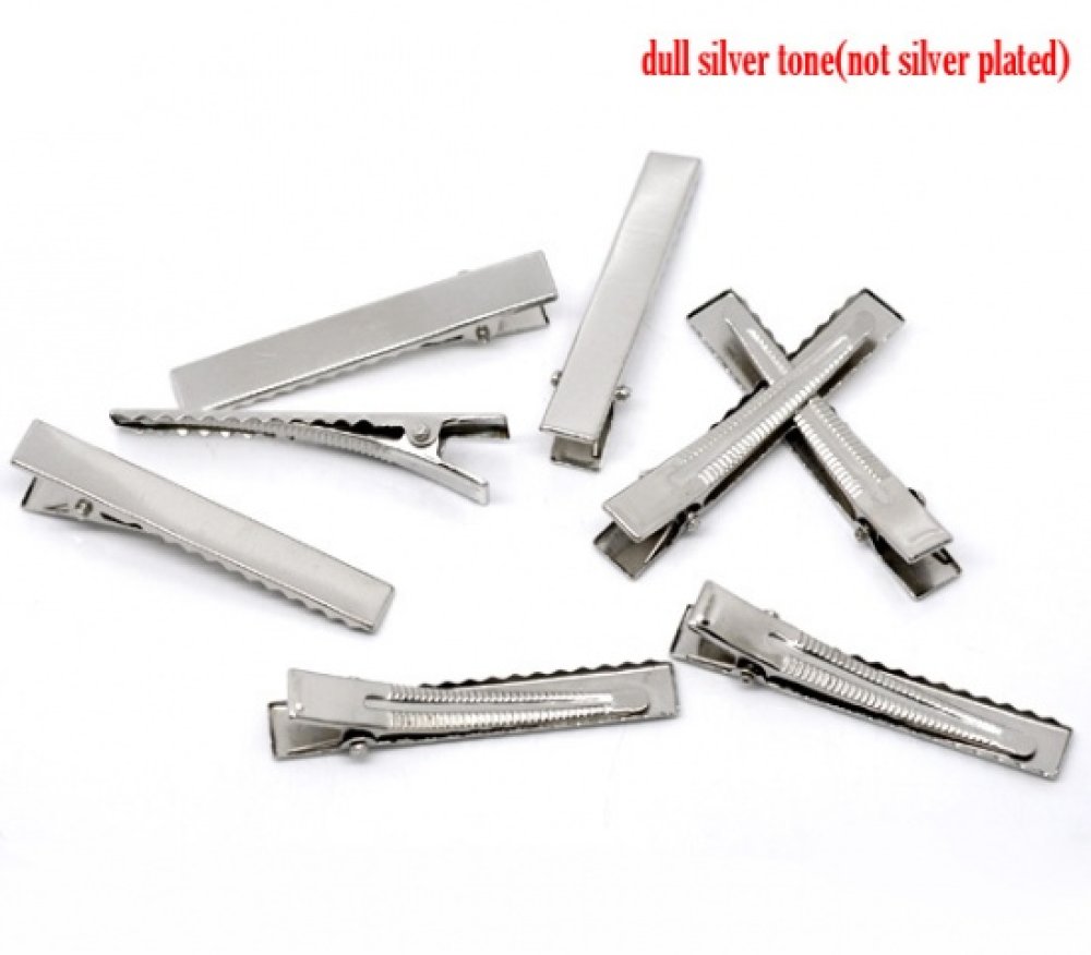 Lot de 5 pinces barrettes Crocodiles - Couleur Argent 56 mm x 8 mm