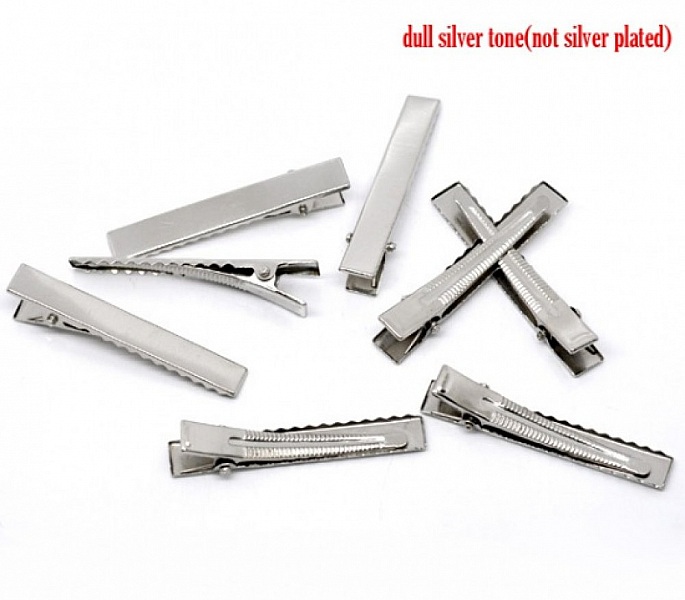 Lot de 5 pinces barrettes Crocodiles - Couleur Argent 56 mm x 8 mm