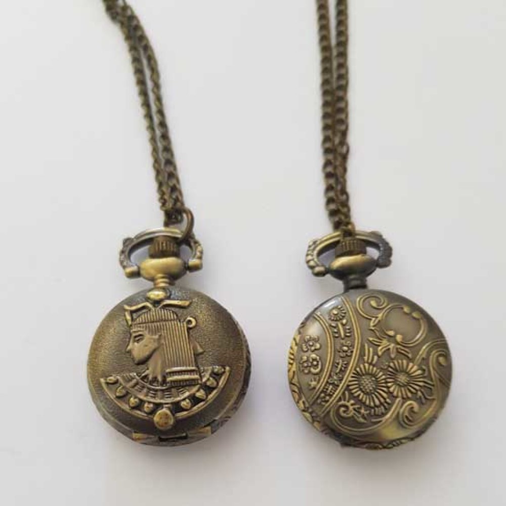 Montre Gousset Egypte Bronze Antique avec Cha&icirc;ne