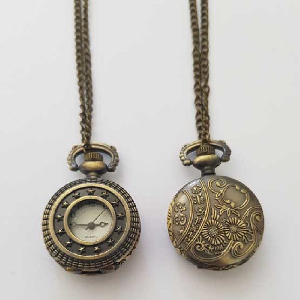 Montre Gousset Etoile Bronze Antique avec Cha&icirc;ne