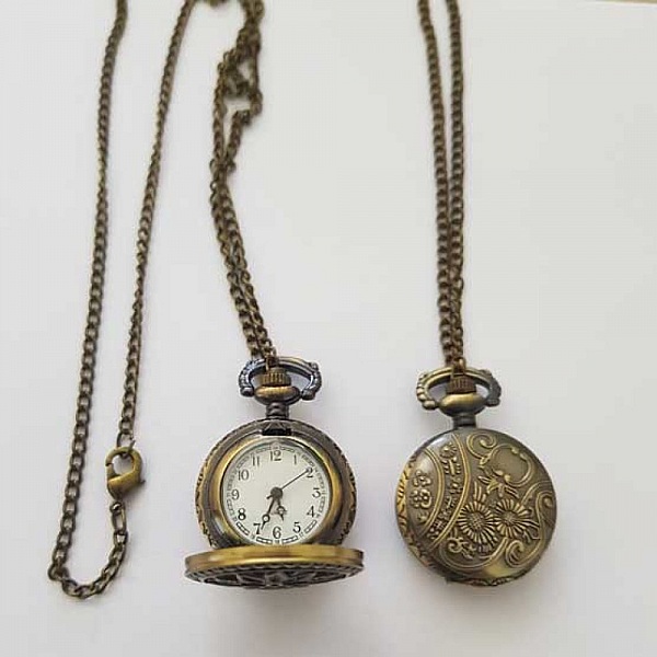 Montre Gousset Fleur 01 Bronze Antique avec Cha&icirc;ne