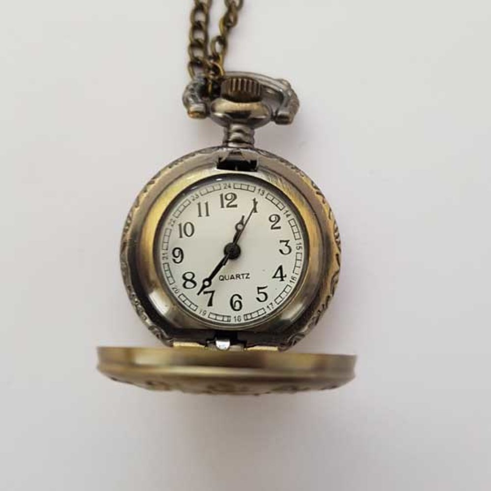 Montre Gousset Fleur 03 Bronze Antique avec Cha&icirc;ne