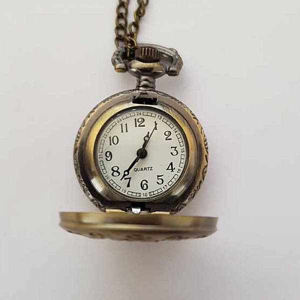 Montre Gousset Fleur 03 Bronze Antique avec Cha&icirc;ne