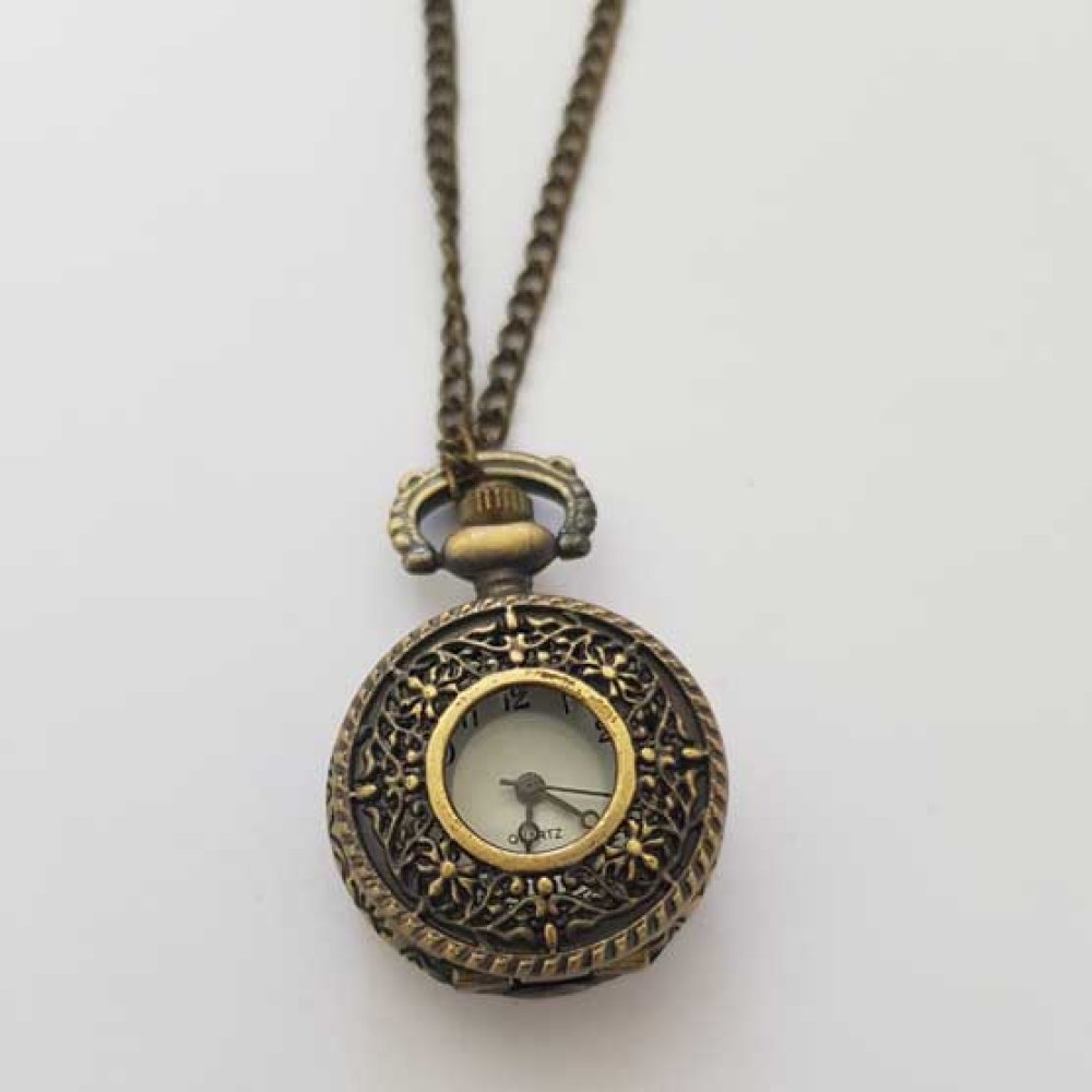 Montre Gousset Rond 02 Bronze Antique avec Cha&icirc;ne