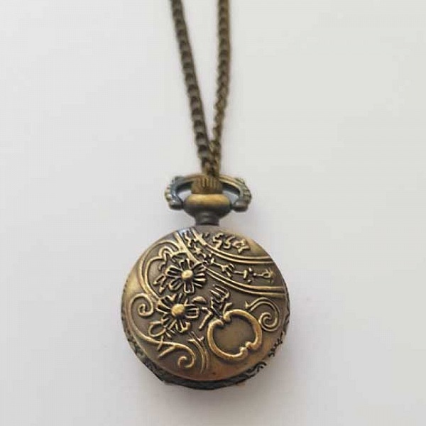 Montre Gousset Rond 02 Bronze Antique avec Cha&icirc;ne