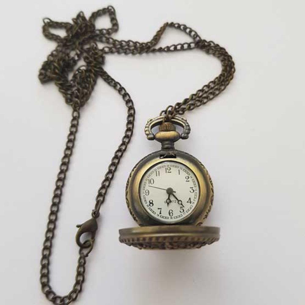 Montre Gousset Rond 02 Bronze Antique avec Cha&icirc;ne