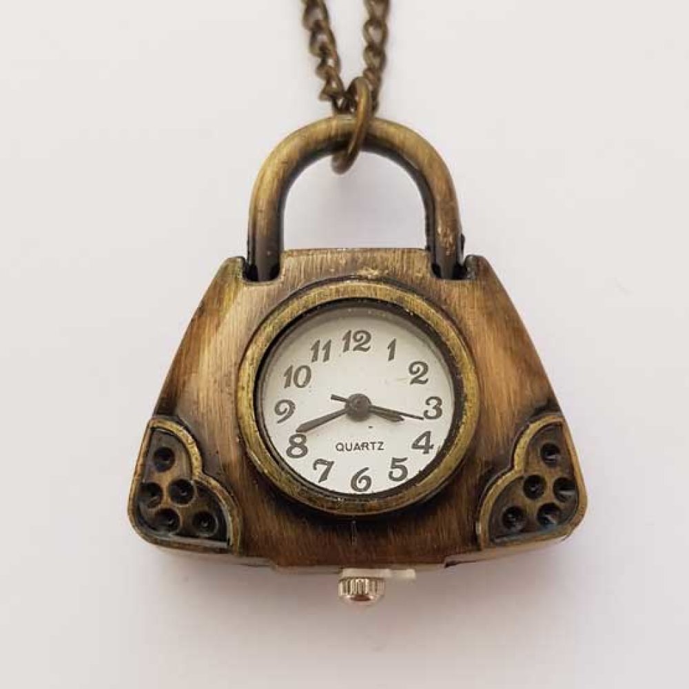 Montre Gousset Sac Bronze Antique avec Cha&icirc;ne