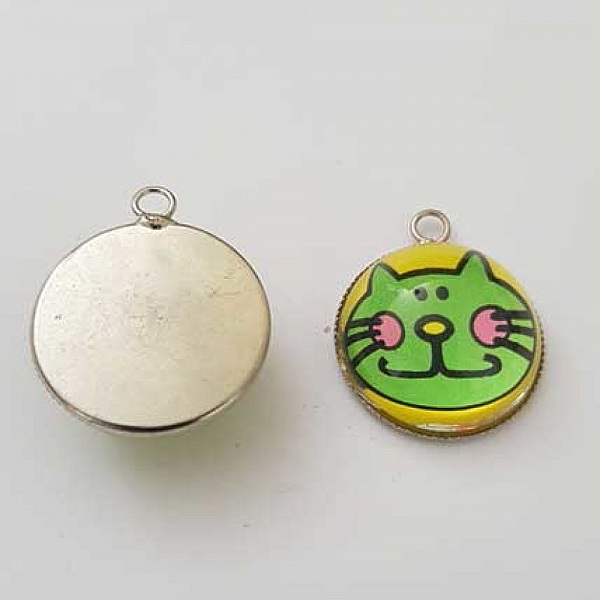 Pendentif Cabochon 20 mm en Verre Fantaisie N&deg;03-02 Chat