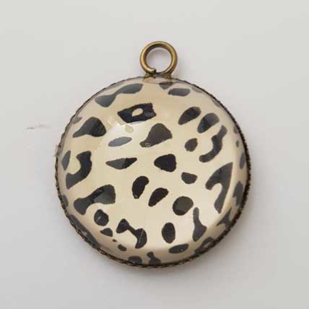 Pendentif Cabochon 20 mm en Verre Fantaisie N&deg;05-02 Bronze