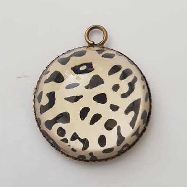 Pendentif Cabochon 20 mm en Verre Fantaisie N&deg;05-02 Bronze