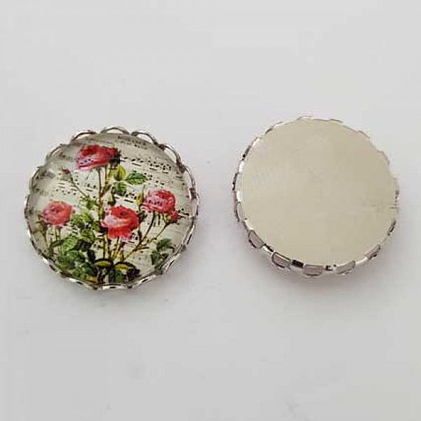 Pendentif Cabochon 20 mm Fantaisie N&deg;01-05 Fleur
