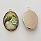 Pendentif Cabochon Ovale 25 x 18 mm en Verre Fantaisie N&deg;09-01