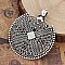 Pendentif N&deg;001-A en Alliage Rond Fleur Creux Argent Vieilli 74 mm x 64 mm
