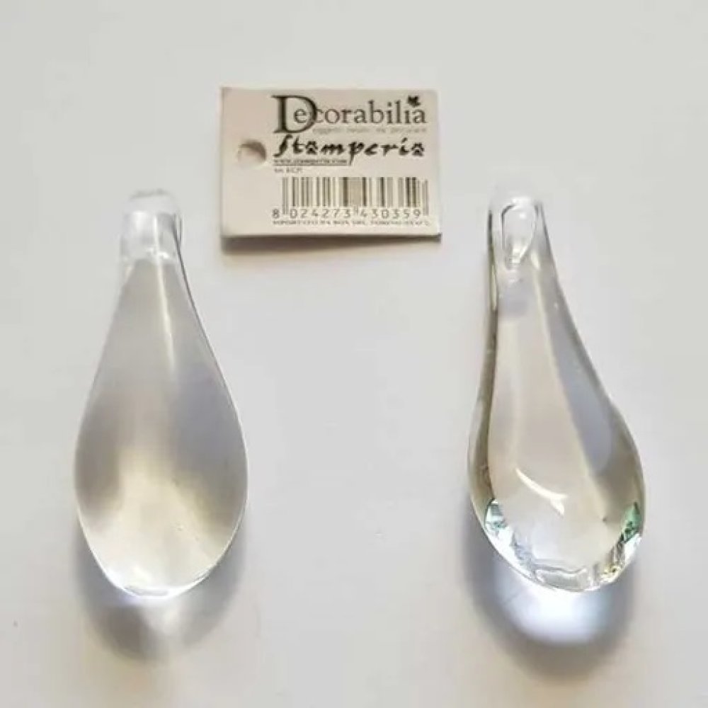 Pendentif N&deg;002 Goutte En Verre Transparent Stamperia