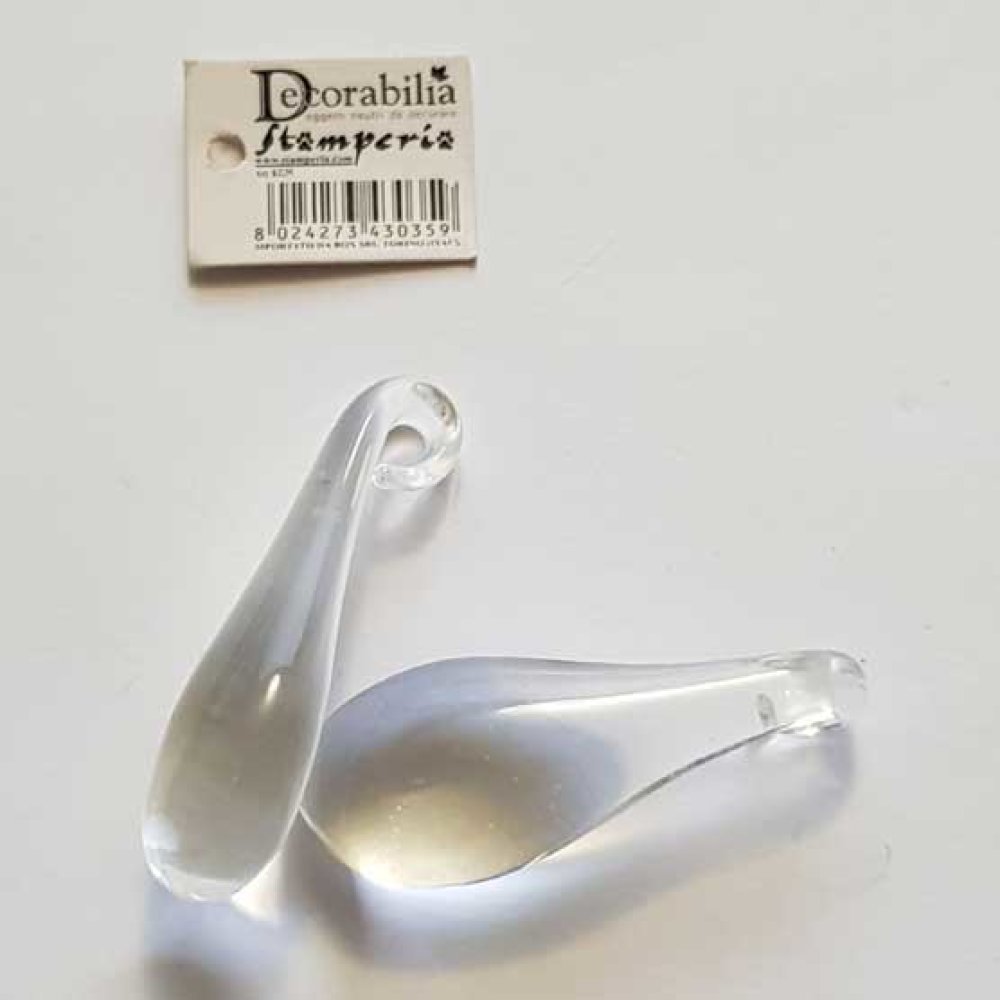 Pendentif N&deg;003 Goutte En Verre Transparent Stamperia