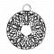 Pendentif N&deg;02 en Alliage Rond Fleur Creux Argent Vieilli 73 mm x 64 mm