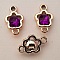 Pendentif en plastique et strass acrylique fleur entre deux N&deg;02 violet