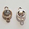 Pendentif en plastique et strass acrylique rond entre deux N&deg;03 blanc