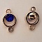 Pendentif en plastique et strass acrylique rond entre deux N&deg;03 bleu