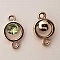 Pendentif en plastique et strass acrylique rond entre deux N&deg;03 vert