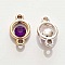Pendentif en plastique et strass acrylique rond entre deux N&deg;03 violet