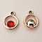 Pendentif en plastique et strass acrylique rond N&deg;04 rouge
