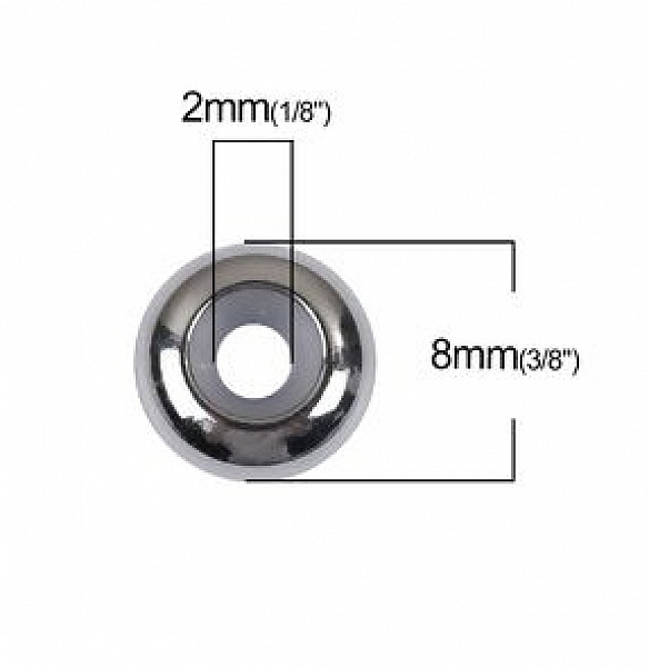 Perle 8 mm Acier Inoxydable (Avec Noyau de Silicone Ajustable).