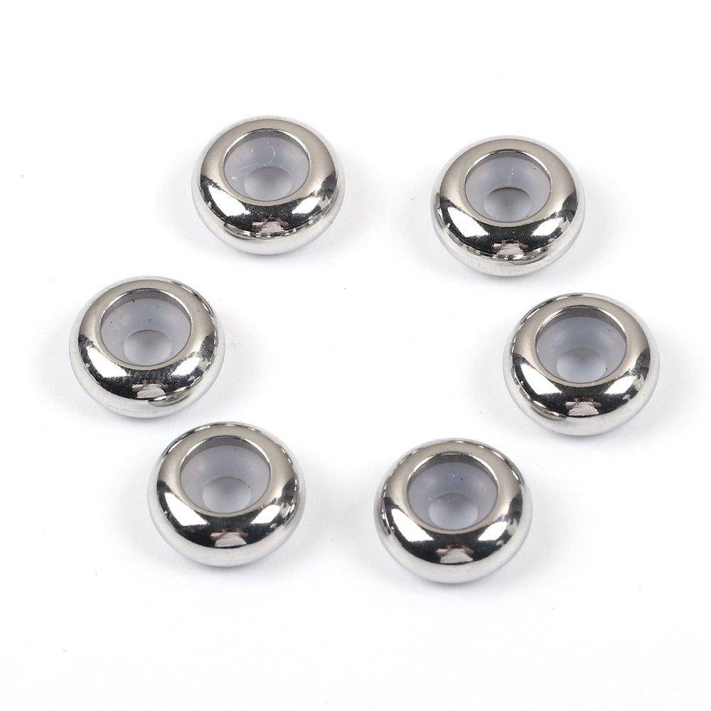 Perle 8 mm Acier Inoxydable (Avec Noyau de Silicone Ajustable).
