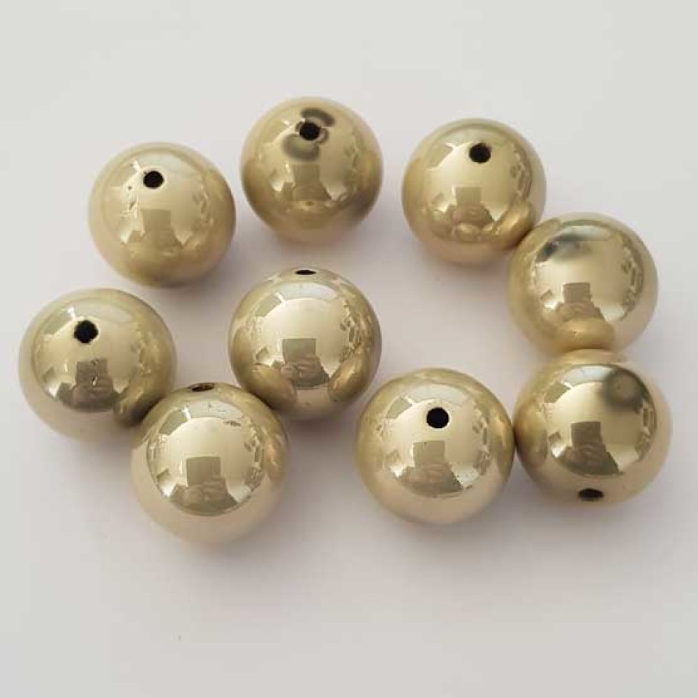 Perle Acrylique Ronde 20 mm Beige Brillante 01 x 1 Pi&egrave;ce