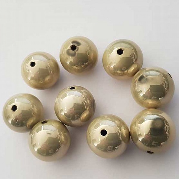 Perle Acrylique Ronde 20 mm Beige Brillante 01 x 1 Pi&egrave;ce