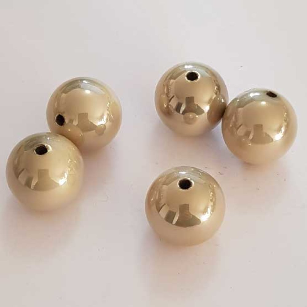 Perle Acrylique Ronde 20 mm Beige Brillante 02 x 1 Pi&egrave;ce