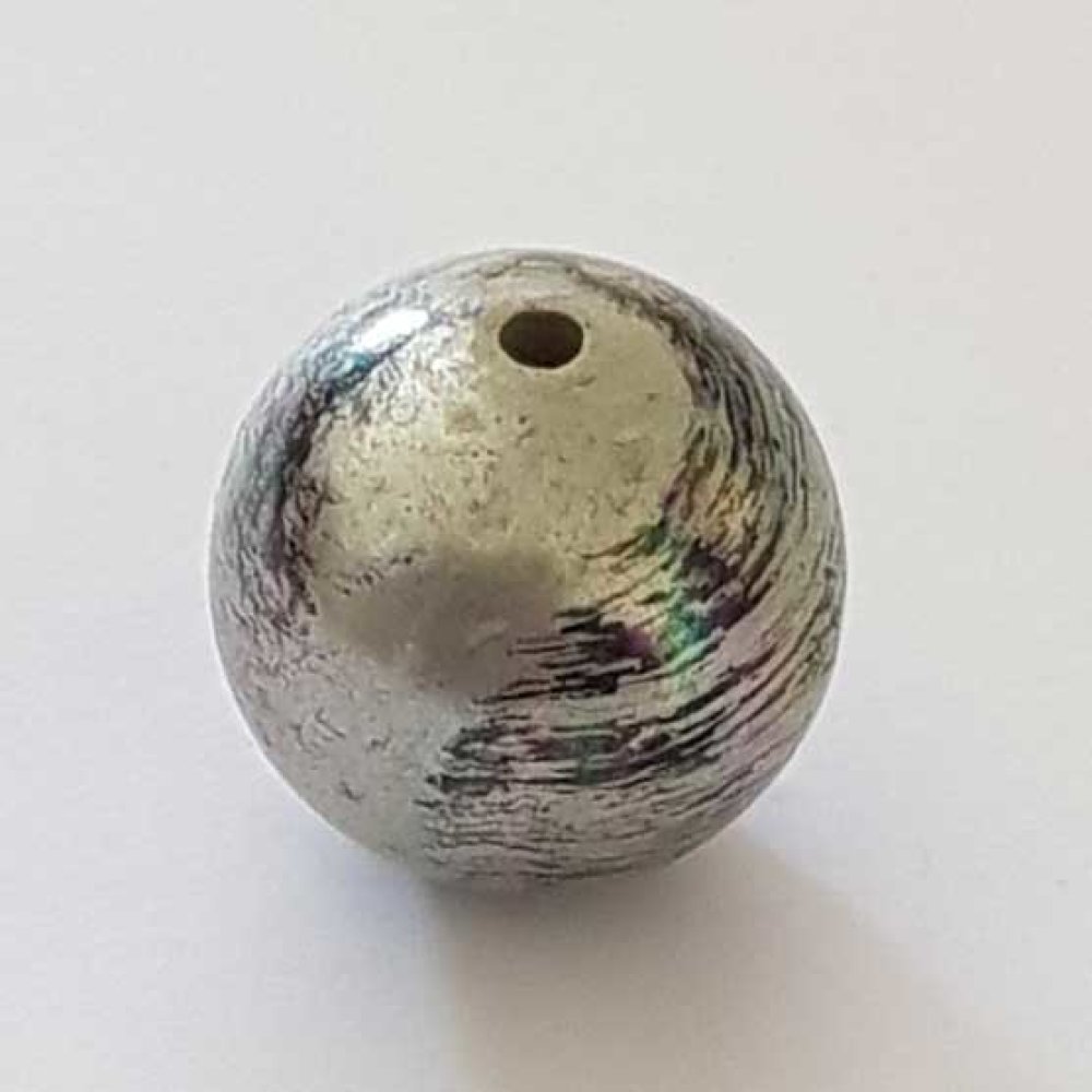 Perle Acrylique Ronde 22 mm Argent&eacute; Gris 03 x 1 Pi&egrave;ce