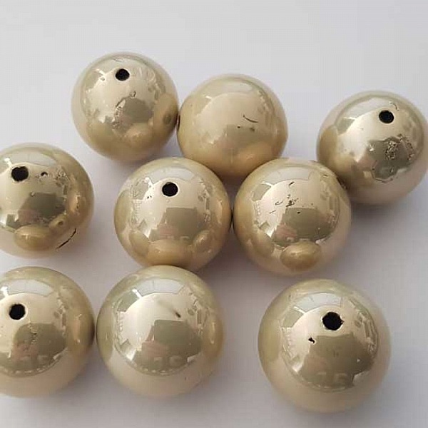 Perle Acrylique Ronde 24 mm Beige Brillante 01 x 1 Pi&egrave;ce