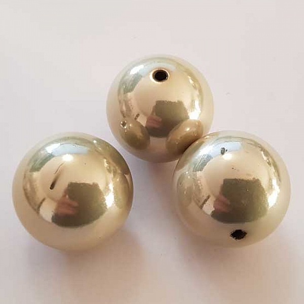 Perle Acrylique Ronde 27 mm Beige Brillante 02 x 1 Pi&egrave;ce
