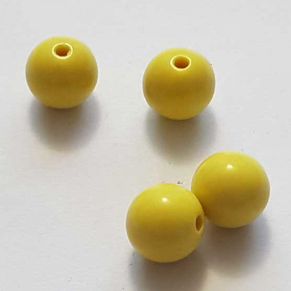 Perle Acrylique Ronde 10 mm Jaune 01 x 1 Pi&egrave;ce