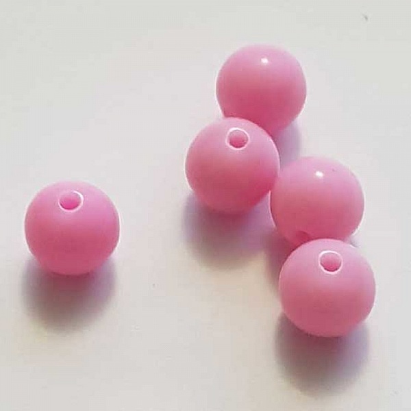 Perle Acrylique Ronde 10 mm Rose 02 x 1 Pi&egrave;ce
