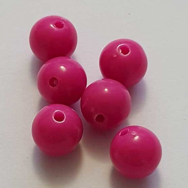 Perle Acrylique Ronde 10 mm Rose 03 x 1 Pi&egrave;ce