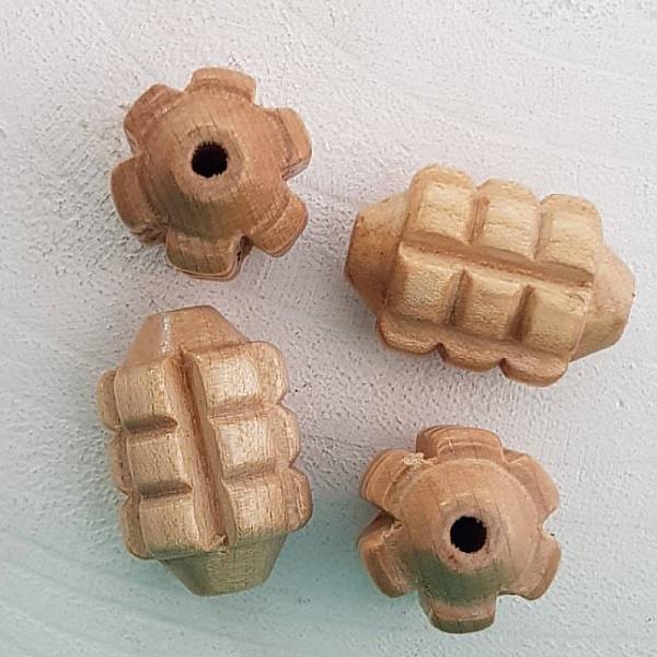 Perle Bois olive &agrave; facette 30 x 20 mm Beige N&deg;01