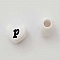 Perle C&oelig;ur Lettre P Blanc Noir 11mm