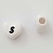 Perle C&oelig;ur Lettre S Blanc Noir 11mm