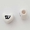 Perle C&oelig;ur Lettre W Blanc Noir 11mm