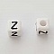 Perle Carr&eacute; Lettre Z Blanc Noir 8mm