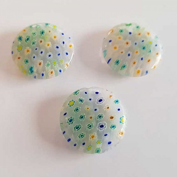 Perle Galet en Verre Fantaisie Fleur 25 mm N&deg;04