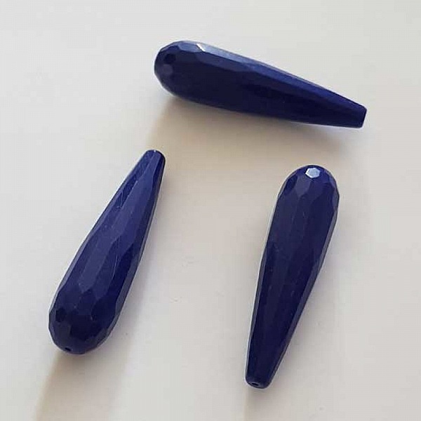 Perle Goutte Facett&eacute;e Bleu Fonc&eacute; 40 mm