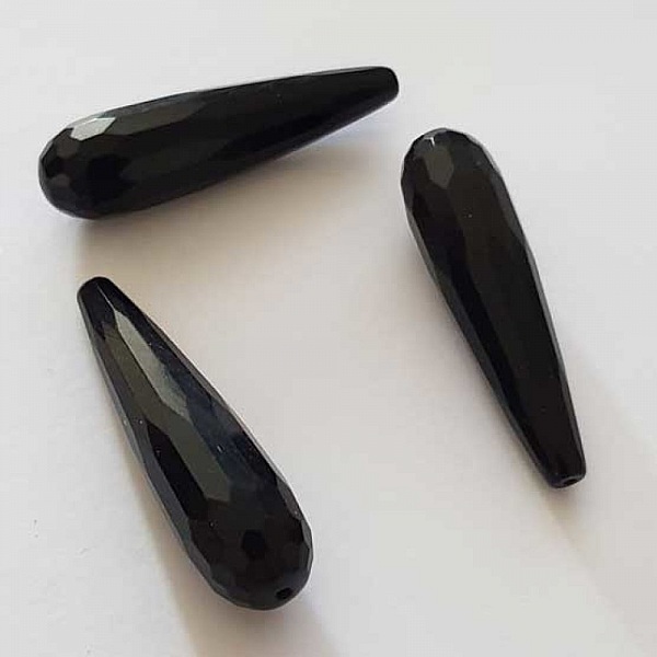 Perle Goutte Facett&eacute;e Noir 40 mm